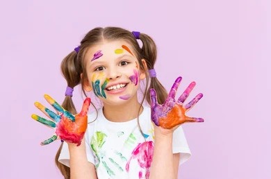 Students working on art projects